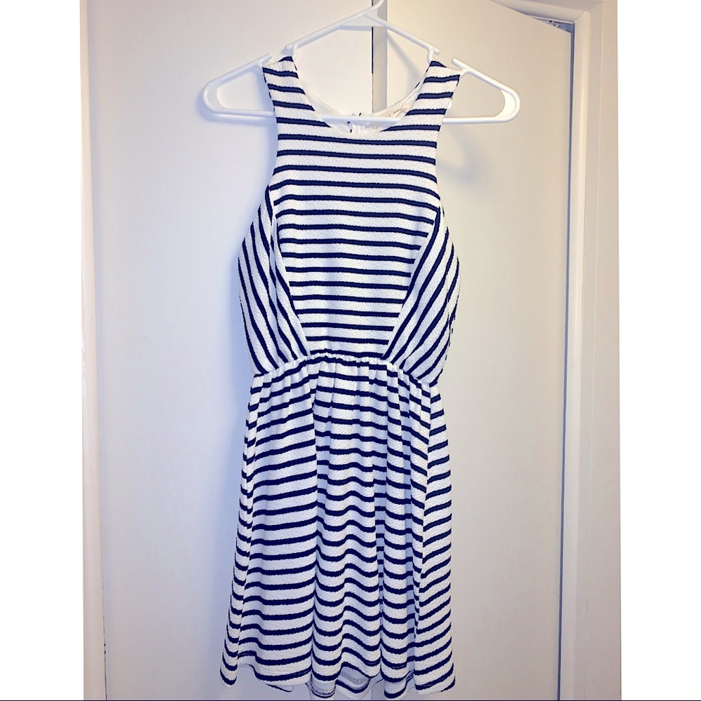 Black and white striped dress